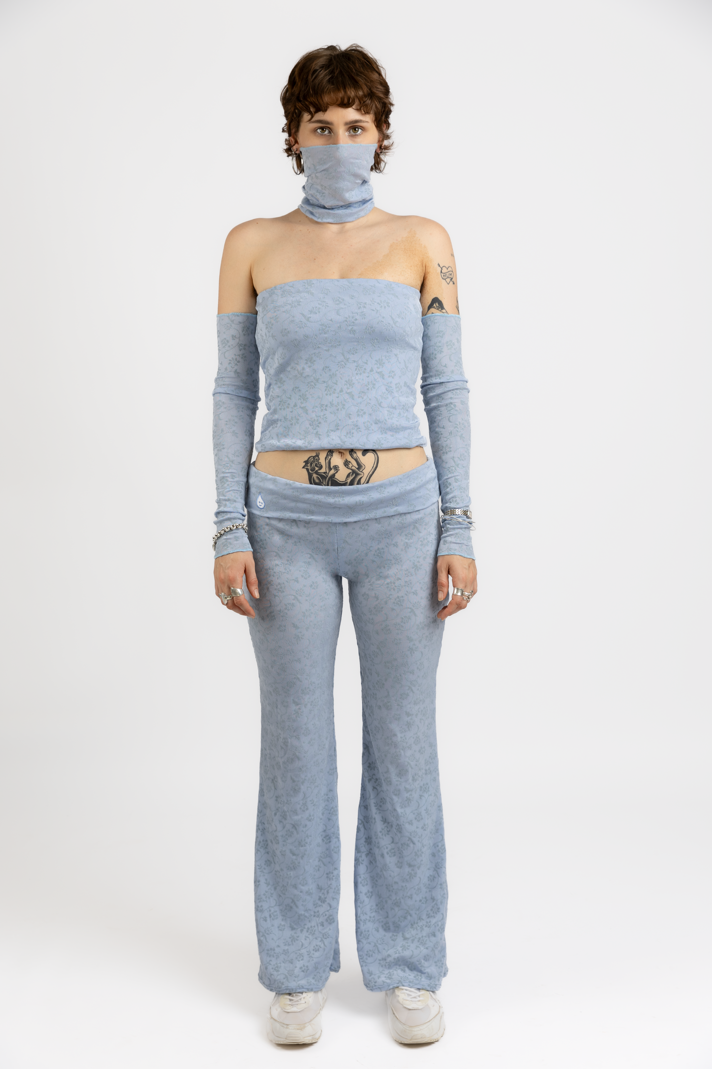 Blue Floral Boob Tube/Bandeau Set