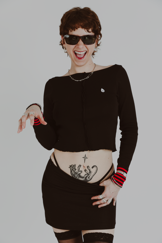 Black Boat Neckline Long Sleeve