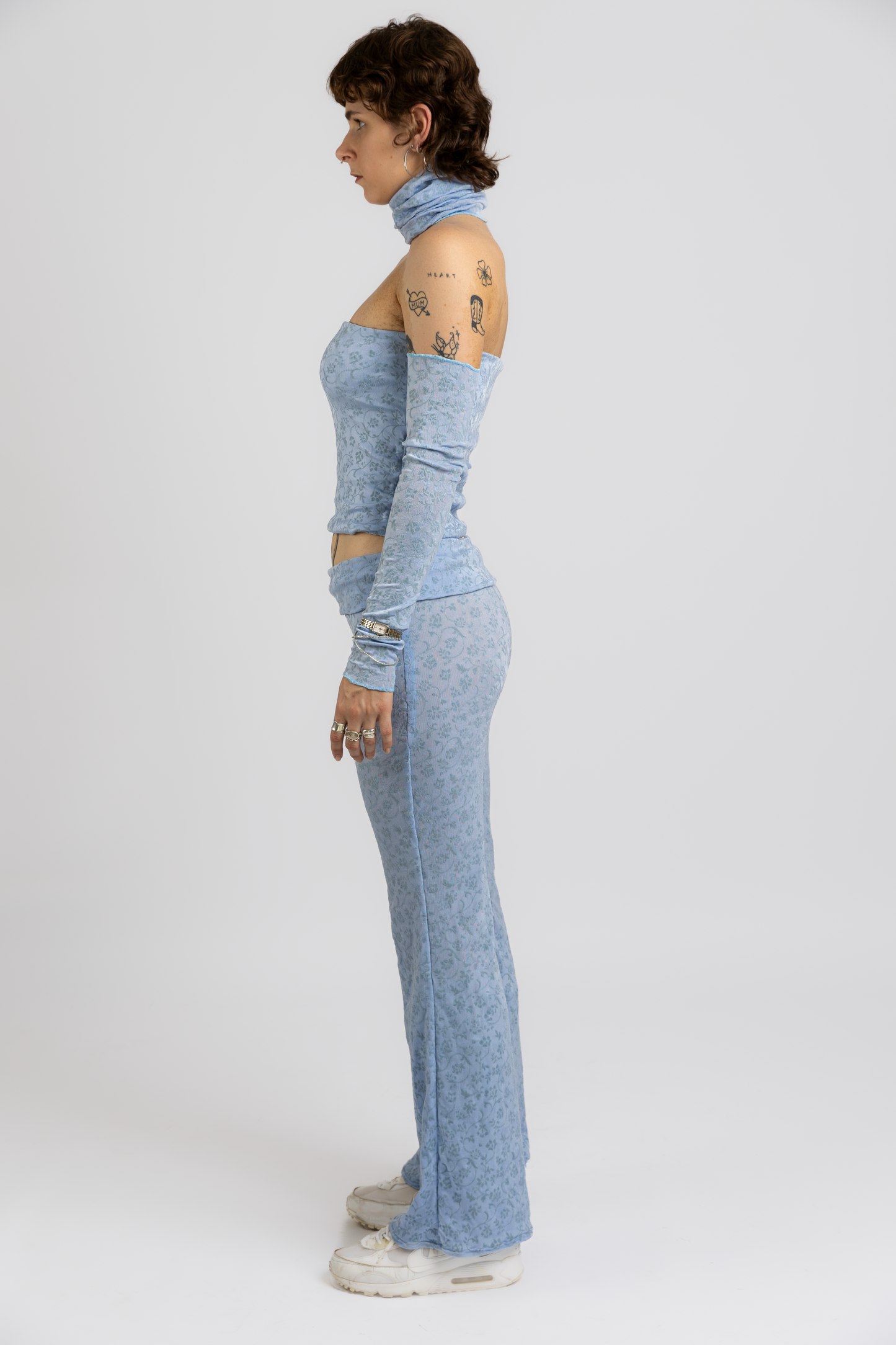 Blue Floral Boob Tube/Bandeau Set