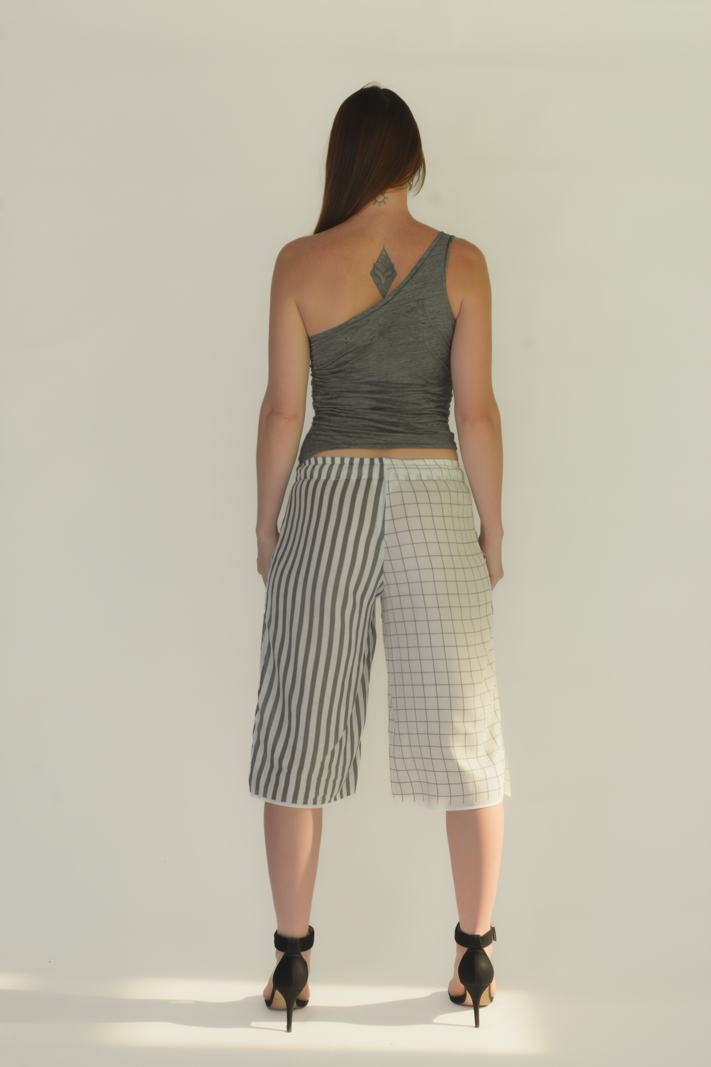 Grey and White light weight Capri Shorts