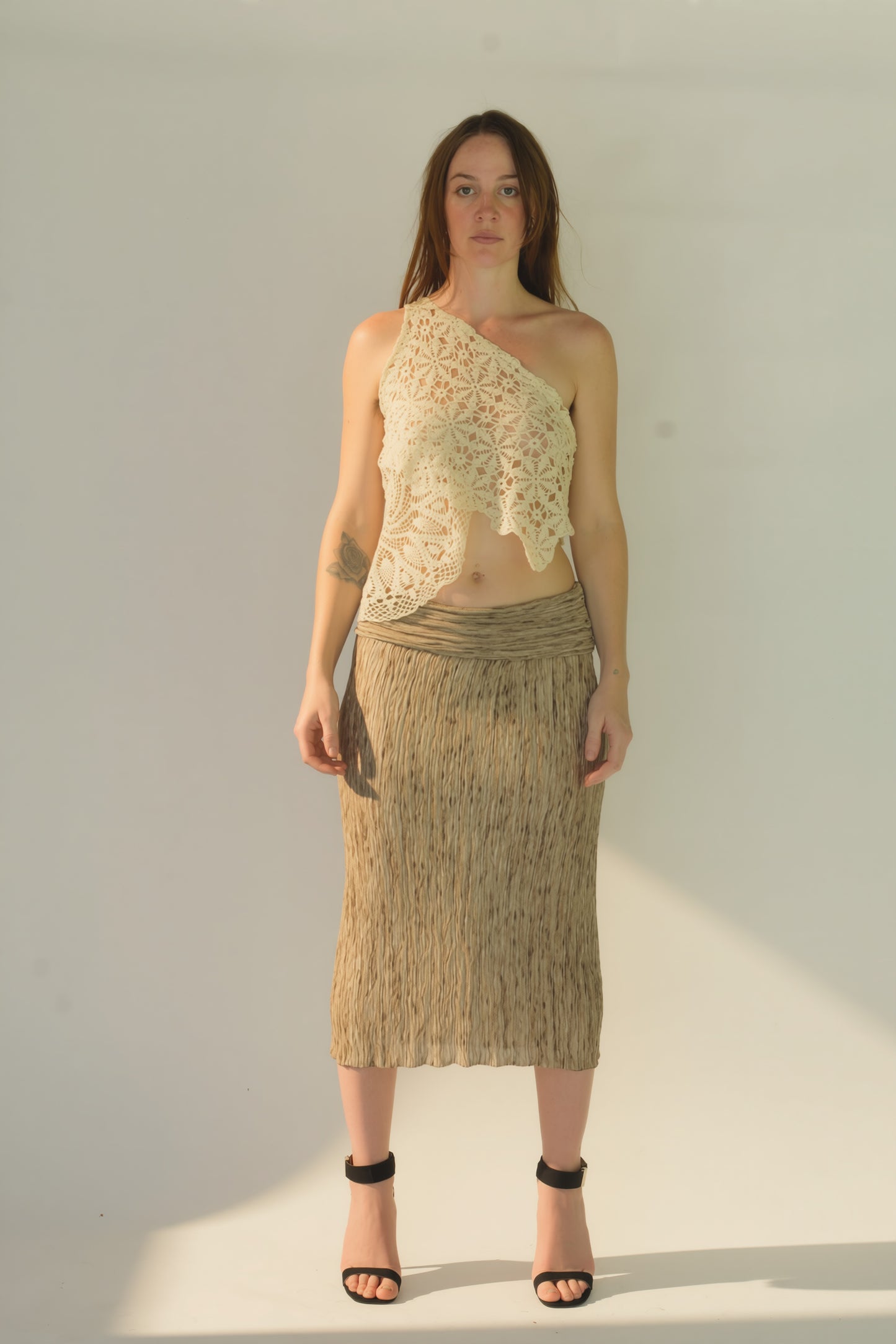Gold & Brown Capri Slip Skirt