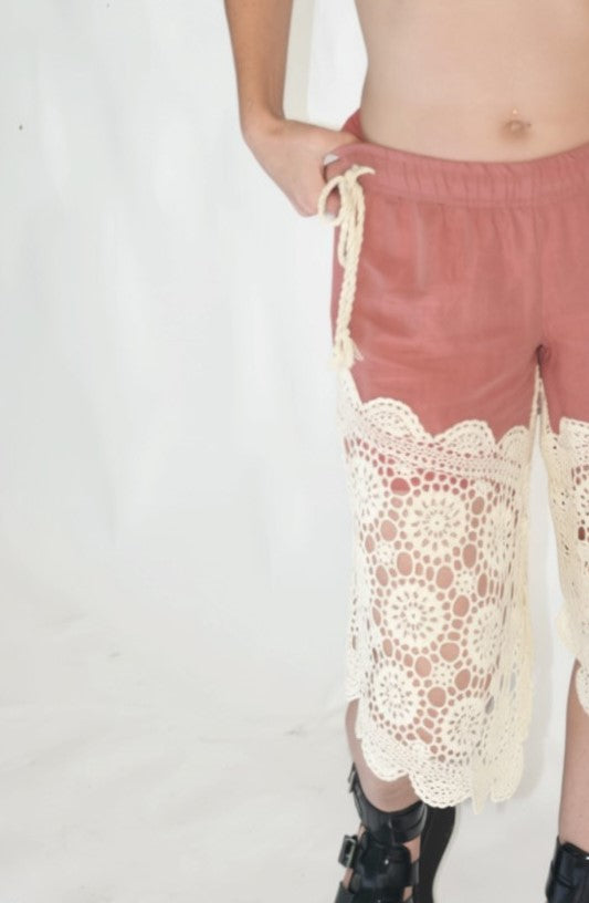 Chain Crochet Linen Shorts